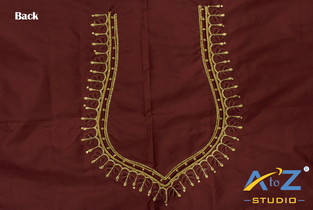 Light Sangria Silk Blouse Piece With Machine Work