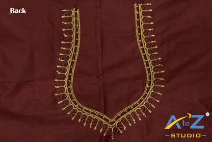 Light Sangria Silk Blouse Piece With Machine Work