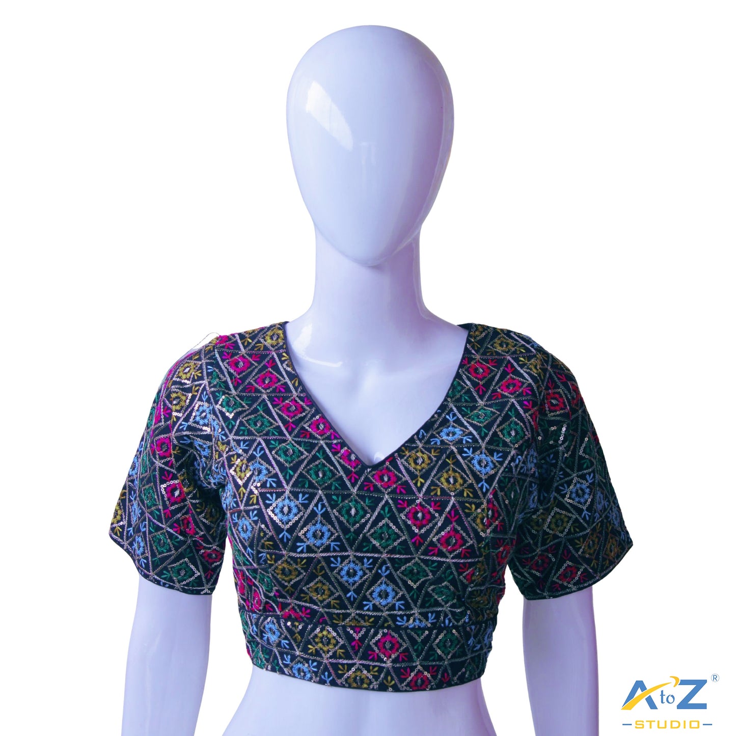 Hand-Embroidered Black Bridal Choli