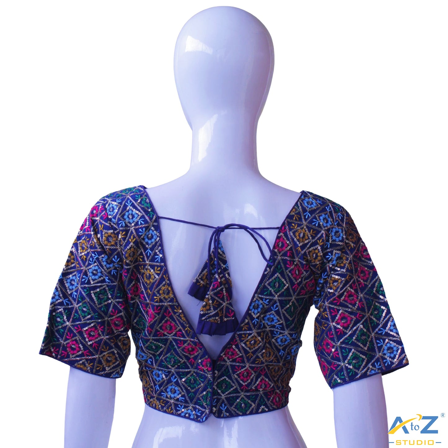 Hand-Embroidered navy blue Bridal Choli