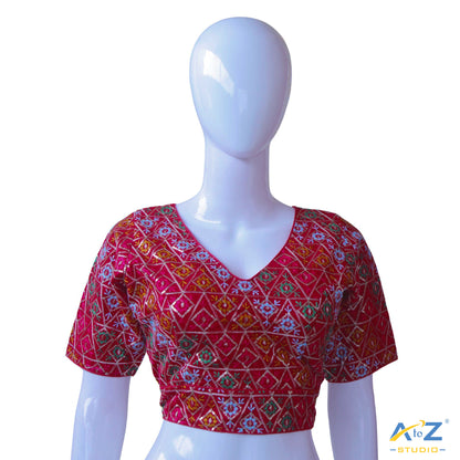 Hand-Embroidered Red Bridal Choli