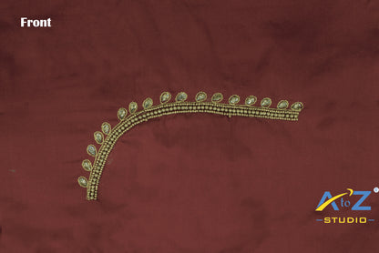 Maroon Silk Blouse Piece With Aari Work