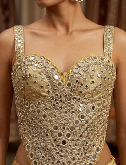 Gold Mirror Work Designer Corset Blouse