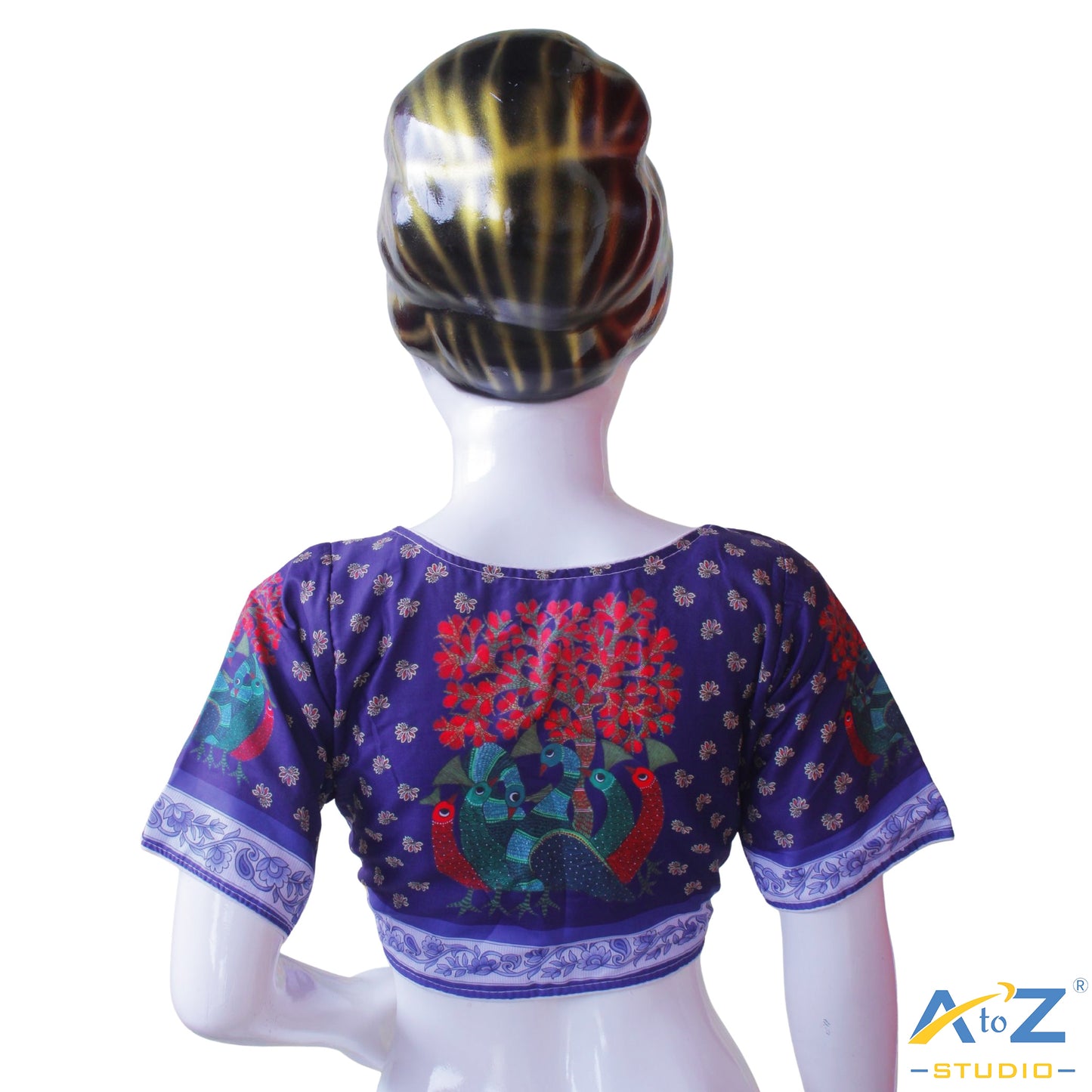 Navy Blue Kalamkari Bird Blouse
