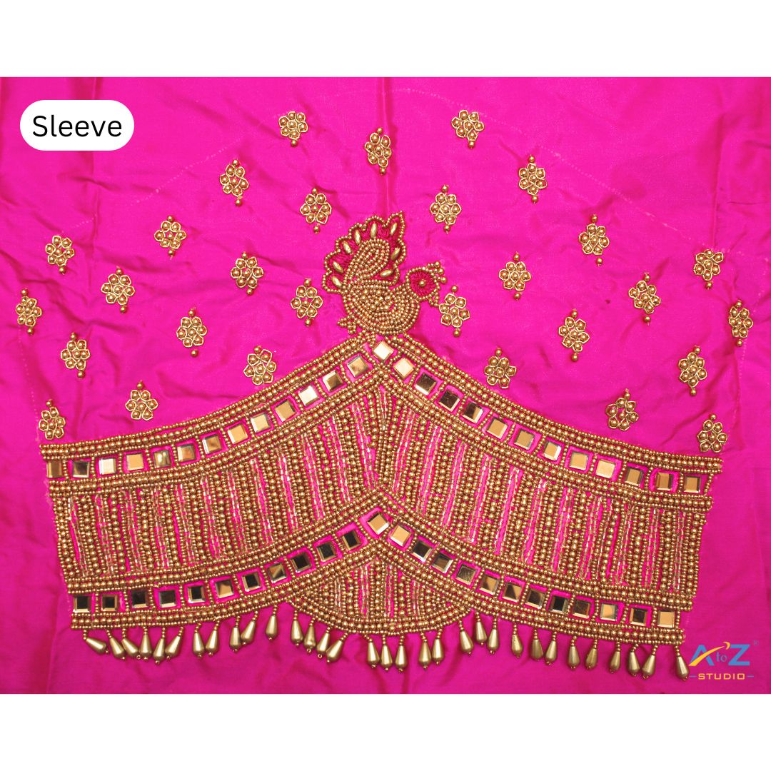 Light Pink Silk Blouse Piece With Magam Work