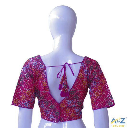 Hand-Embroidered Magenta Bridal Choli