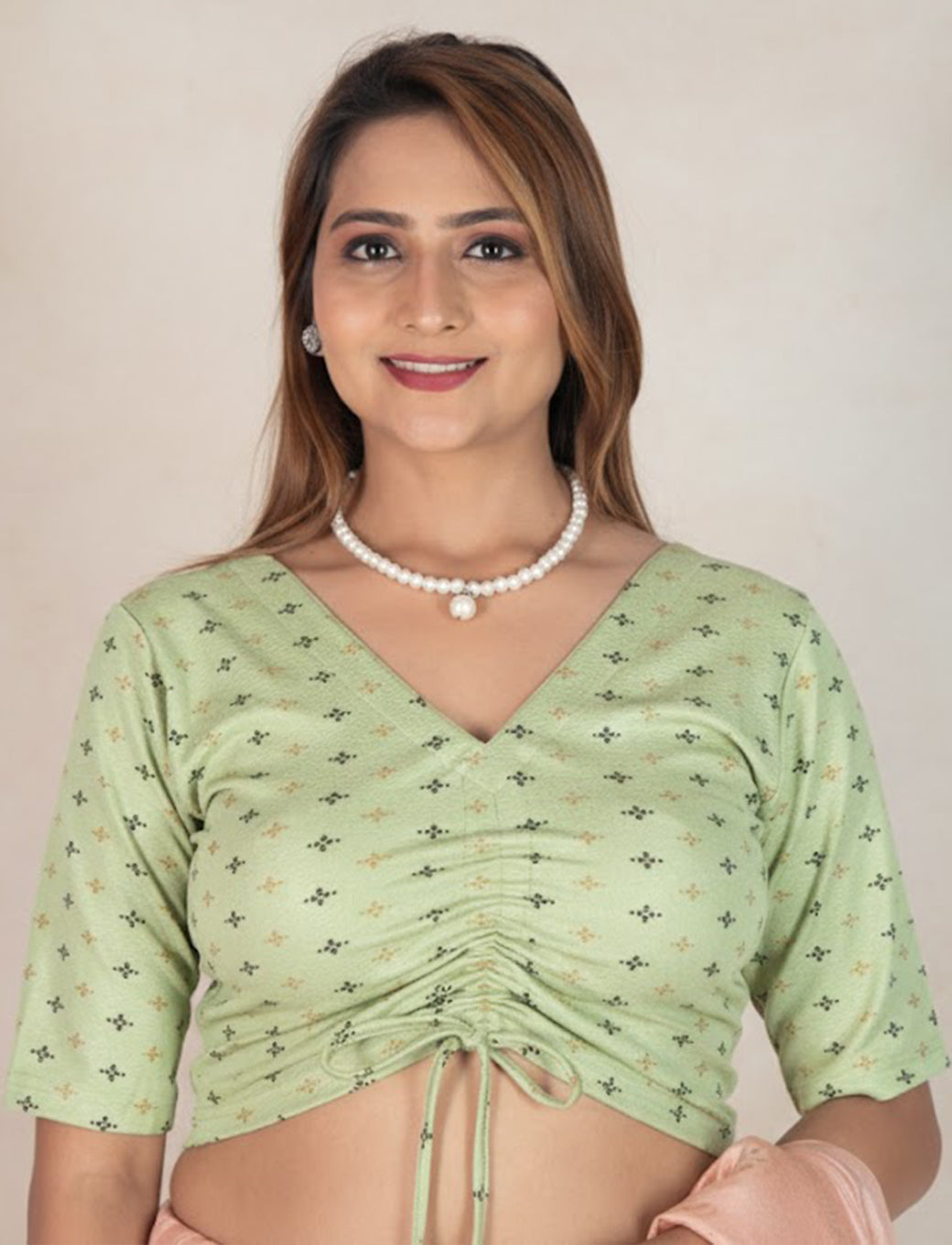 Avocado Crush Blouse with Foil Print