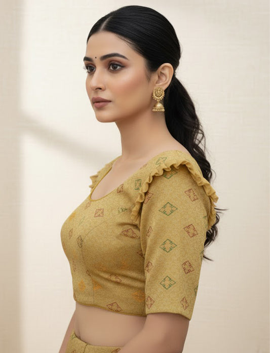 Dark Chiku Crush Blouse with Kite Print