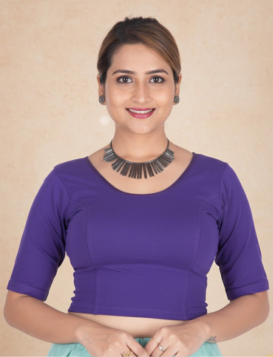 Purple Cotton Lycra Blouse - Plain