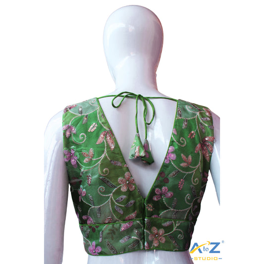 Pea Green Embroidered Blouse