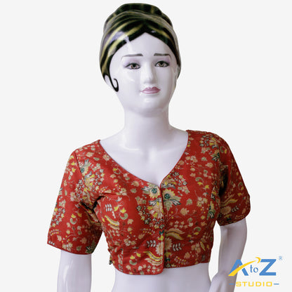 Red Vermilion Festive Embroidered Blouse