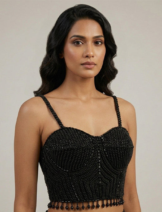 Black Beaded Designer Blouse 🖤