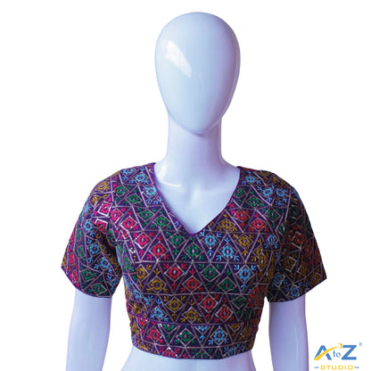 Hand-Embroidered Dk Purple Bridal Choli