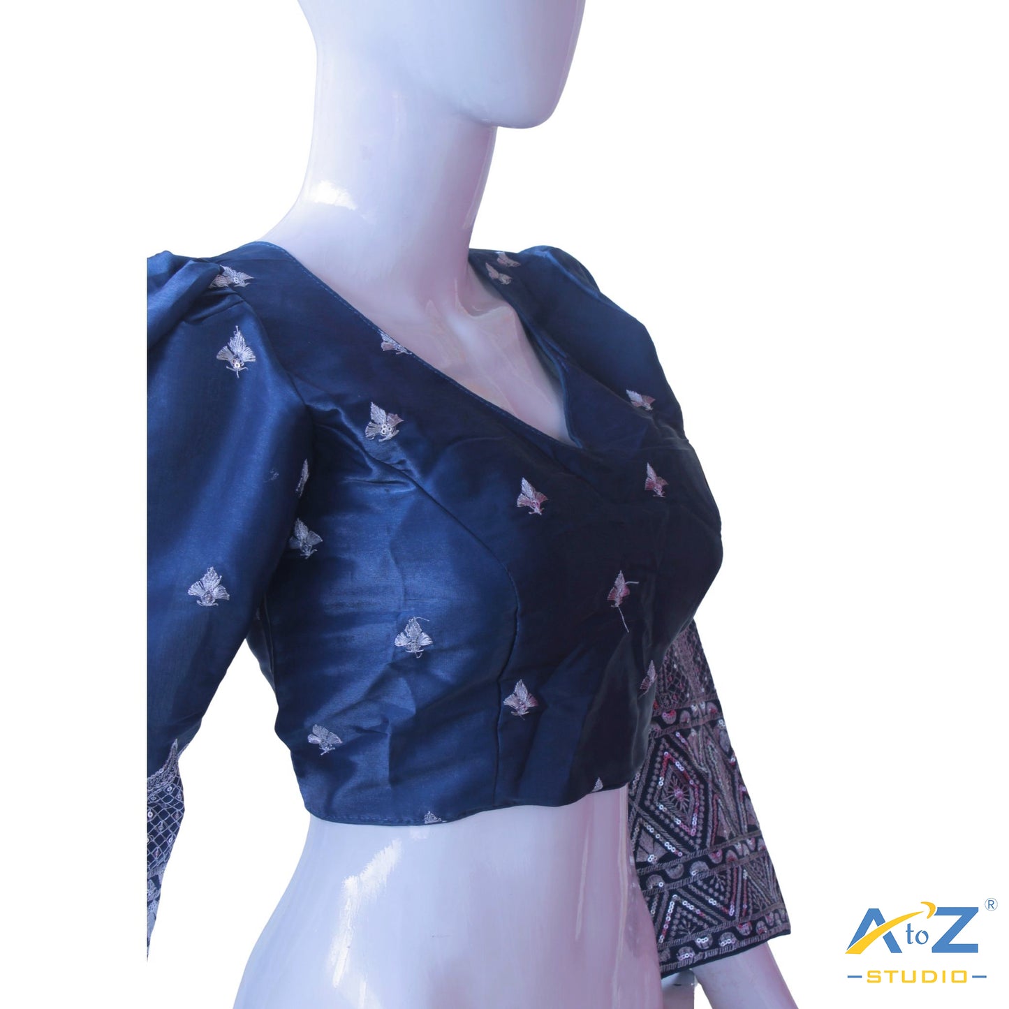Dark blue silk blouse