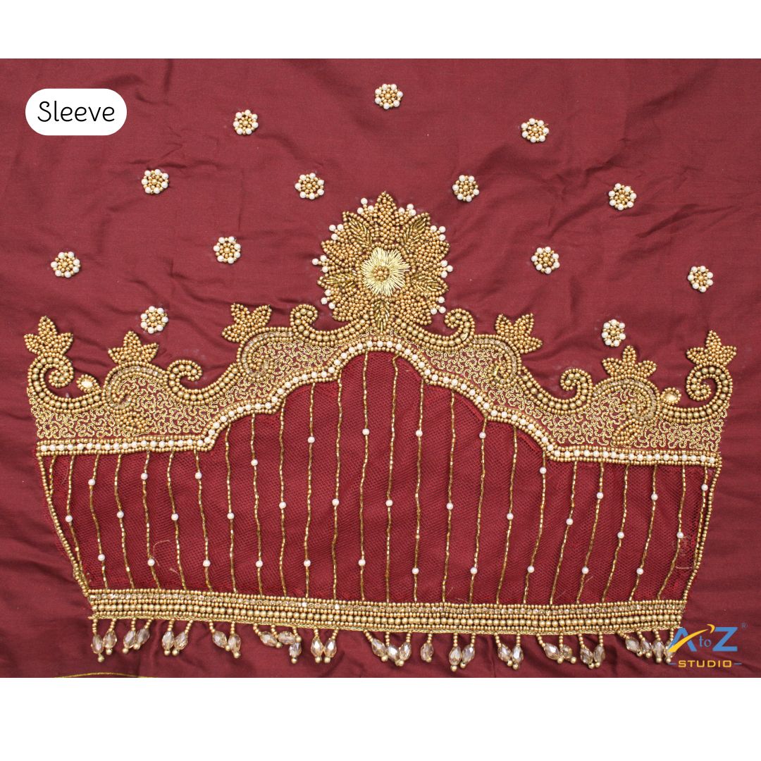 Caramel Silk Blouse Piece With Aari Work