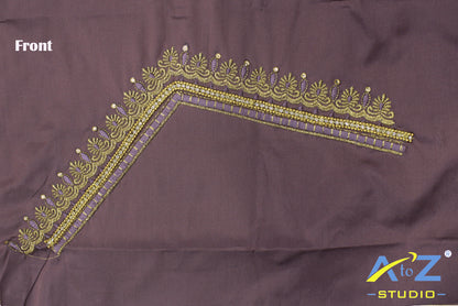 Light Lavender Silk Blouse Piece With Machine Work