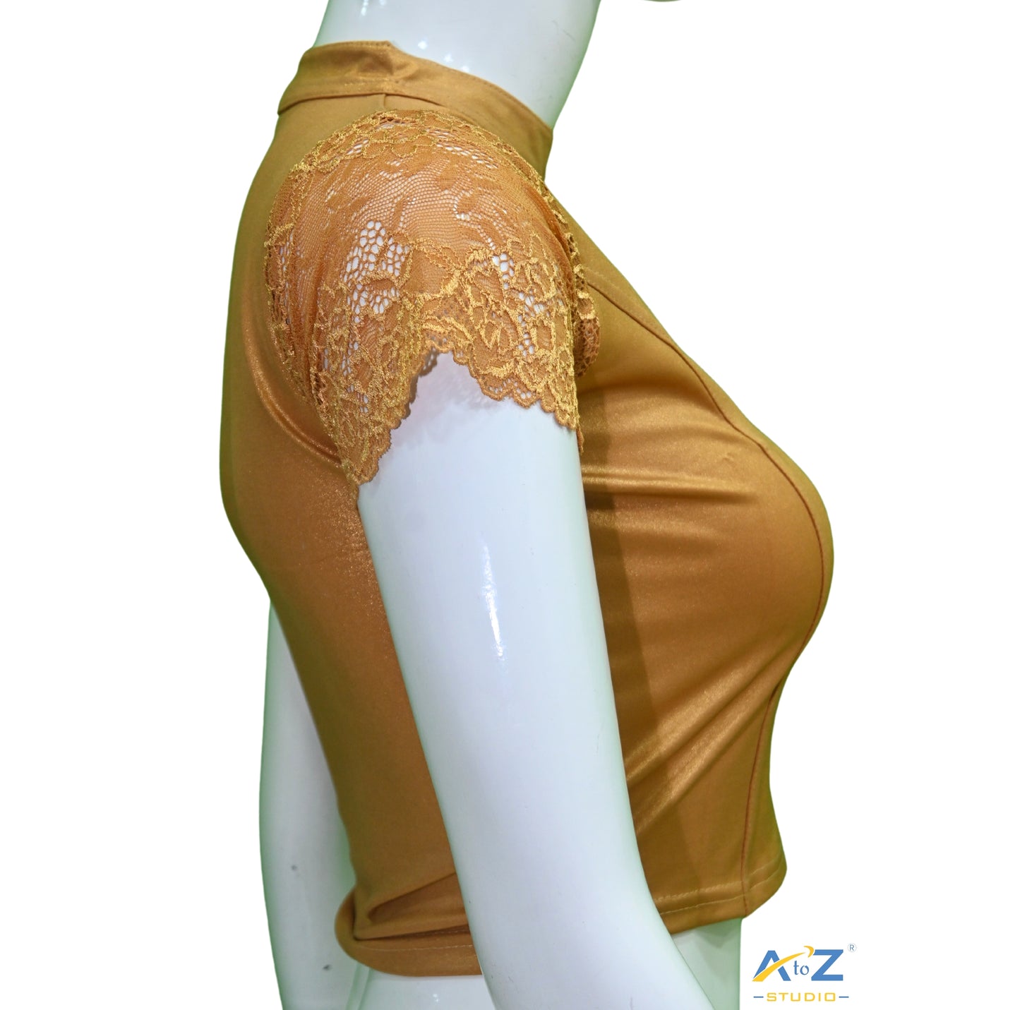 Copper Lycra Shimmer Net Short Sleeves