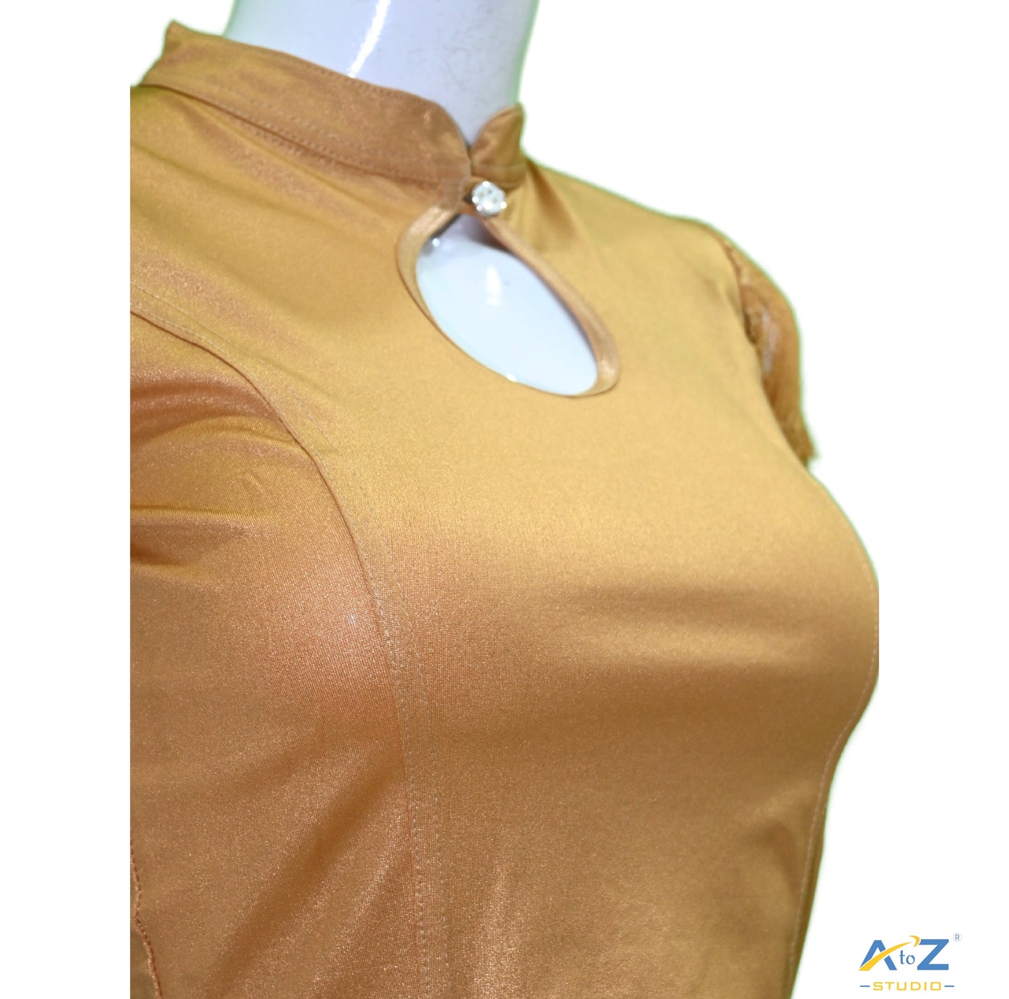 Copper Lycra Shimmer Net Short Sleeves