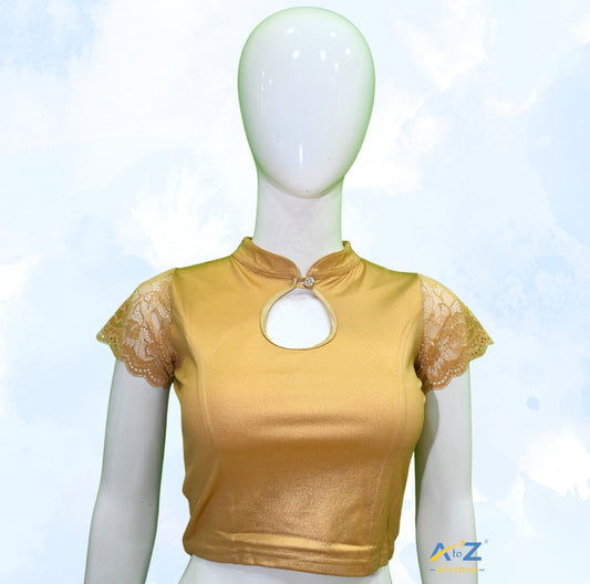 Gold Lycra Shimmer Net Short Sleeves