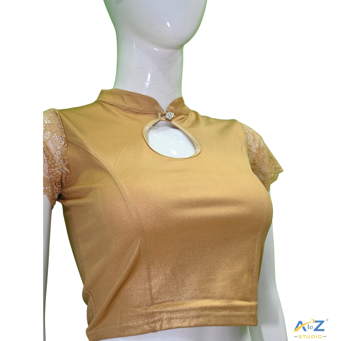 Gold Lycra Shimmer Net Short Sleeves