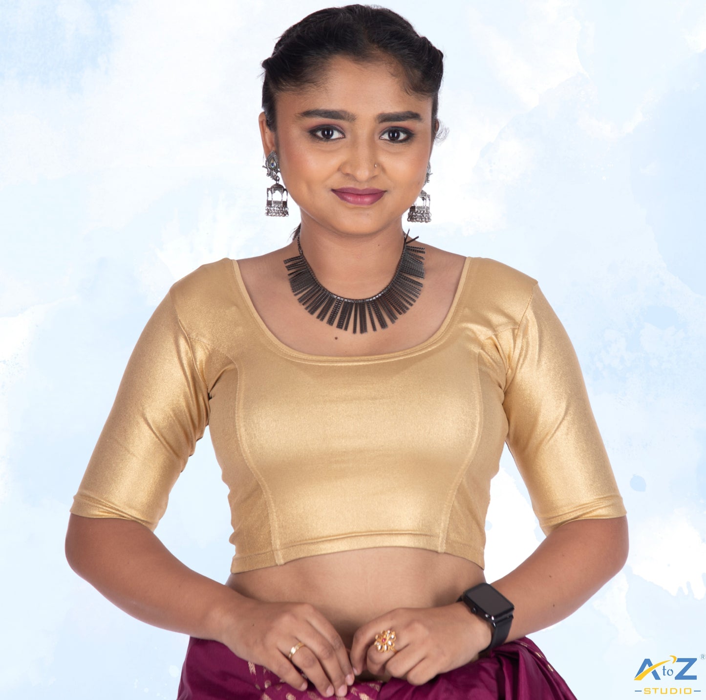 Gold Lycra Shimmer Elbow Sleeves