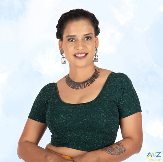 Bottle Green  Crush Fabric Shimmer Tissue Design