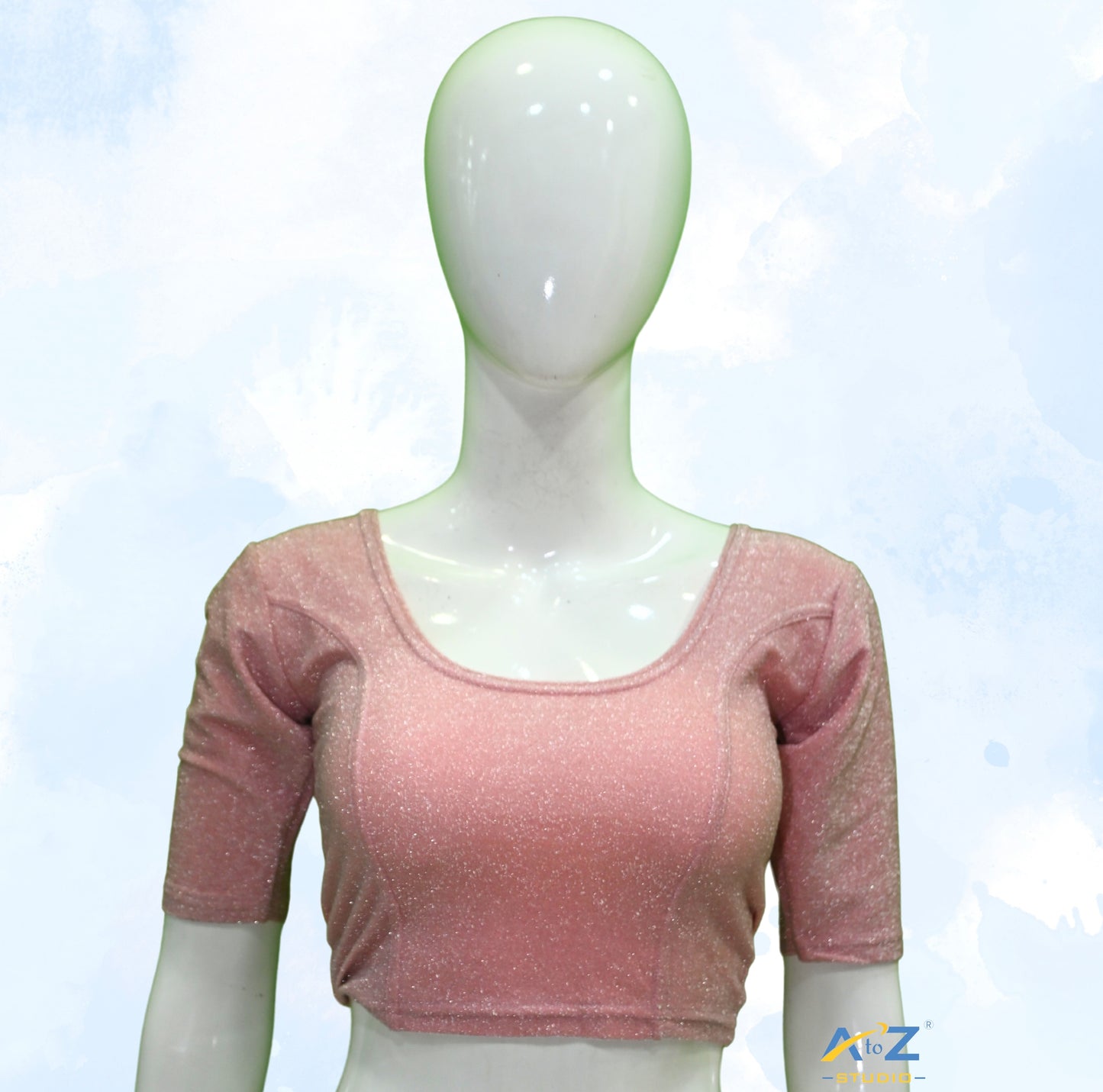 Light Pink Metallic Lycra Shiny Elbow Sleeves