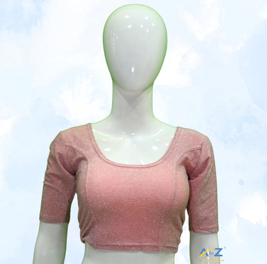 Light Pink Metallic Lycra Shiny Elbow Sleeves