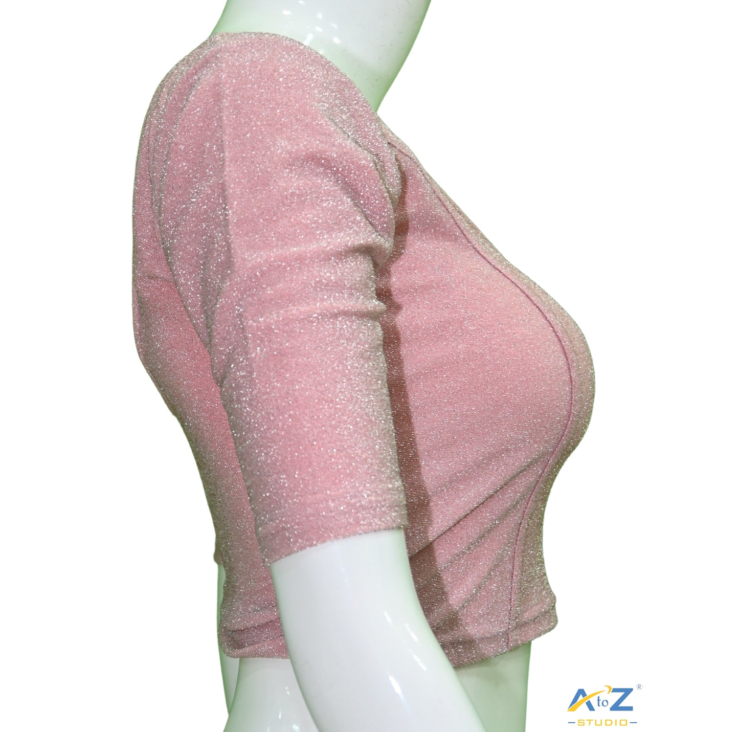 Light Pink Metallic Lycra Shiny Elbow Sleeves