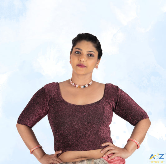 Onion Pink Metallic Lycra Shiny Elbow Sleeves