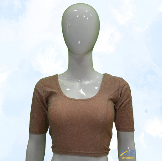 Peach  Metallic Lycra Shiny Elbow Sleeves