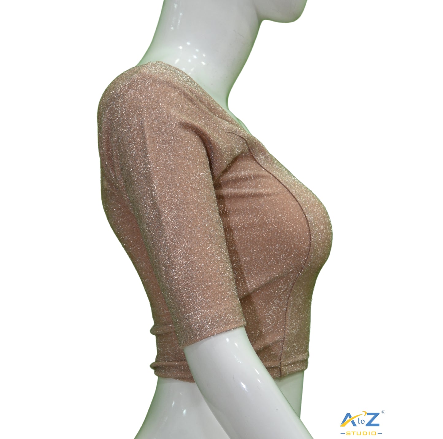 Peach  Metallic Lycra Shiny Elbow Sleeves