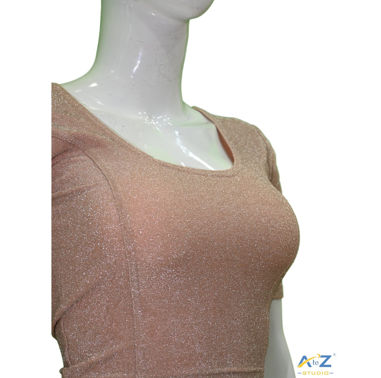 Peach  Metallic Lycra Shiny Elbow Sleeves