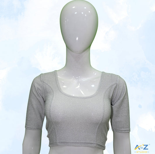 Silver Metallic Lycra Shiny Elbow Sleeves