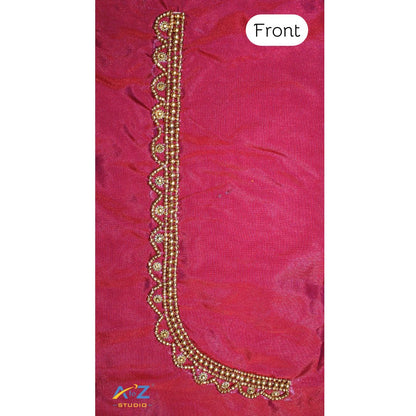 Aesthetic Maroon Silk Blouse Piece With Aari Work