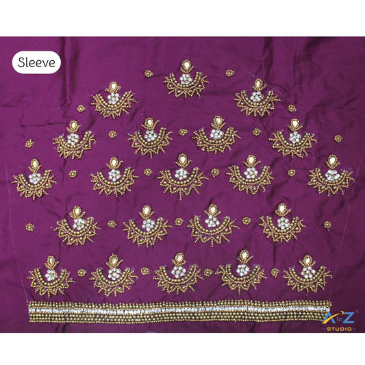 Grape Silk Blouse Piece With Aari Work