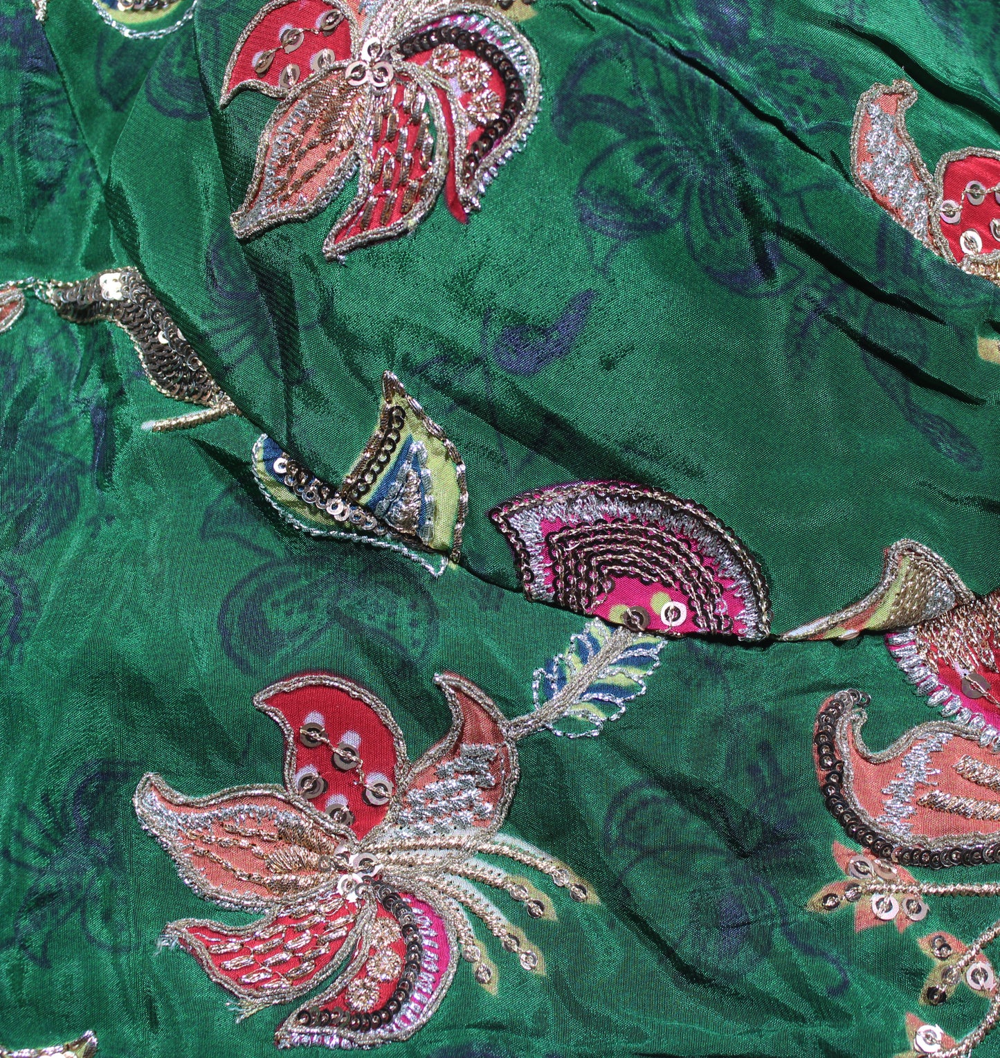 Green Velvet Heavy Embroidered Festive Blouse