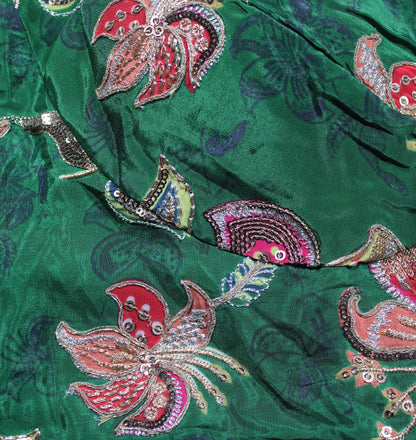 Green Velvet Heavy Embroidered Festive Blouse