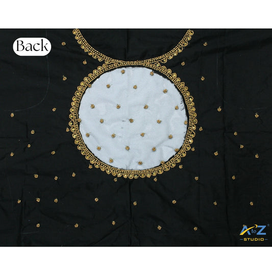 Black Silk Blouse Piece With Aari Work