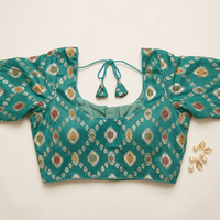 Pista Banaras Silk Brocade Blouse with Zari Geometric Butta