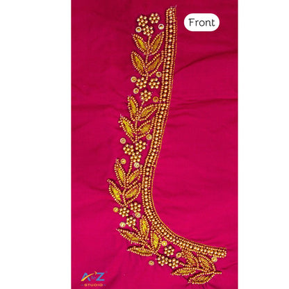 Magenta Silk Blouse Piece With Aari Work