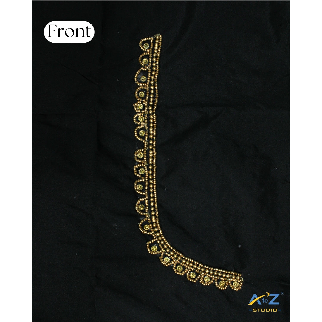 Black Silk Blouse Piece With Aari Work