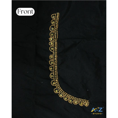 Black Silk Blouse Piece With Aari Work