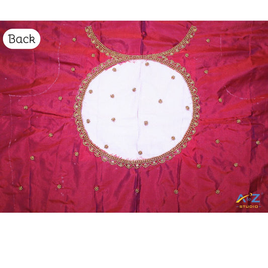 Aesthetic Maroon Silk Blouse Piece With Aari Work