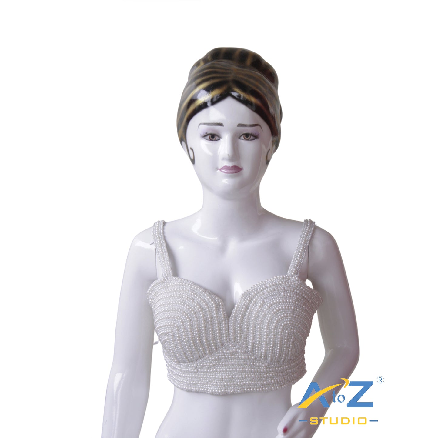 Pearl Work Sleeveless with tie-back closure.