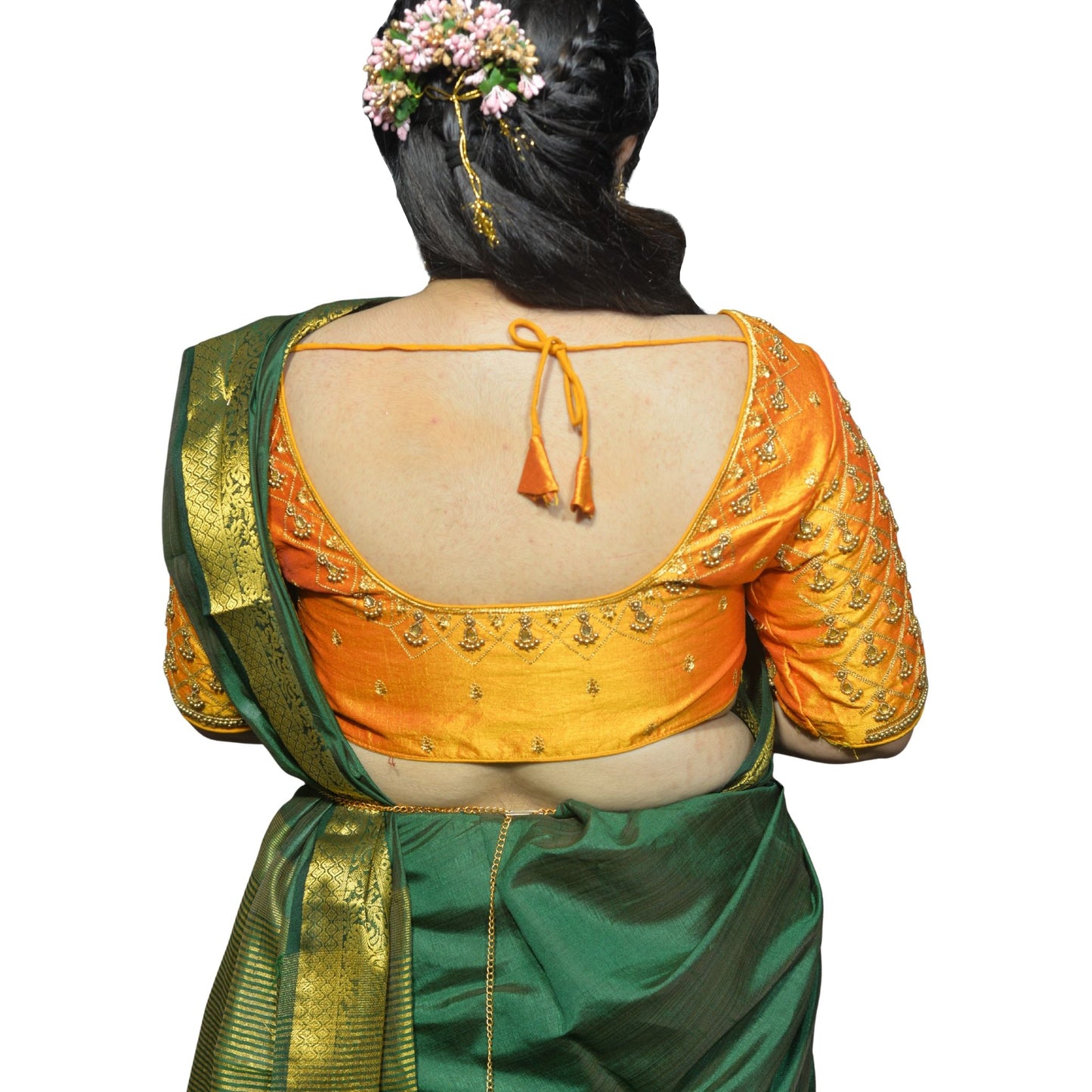 Mango Blouse with Criss-Cross, Footprint & Bush Embroidery