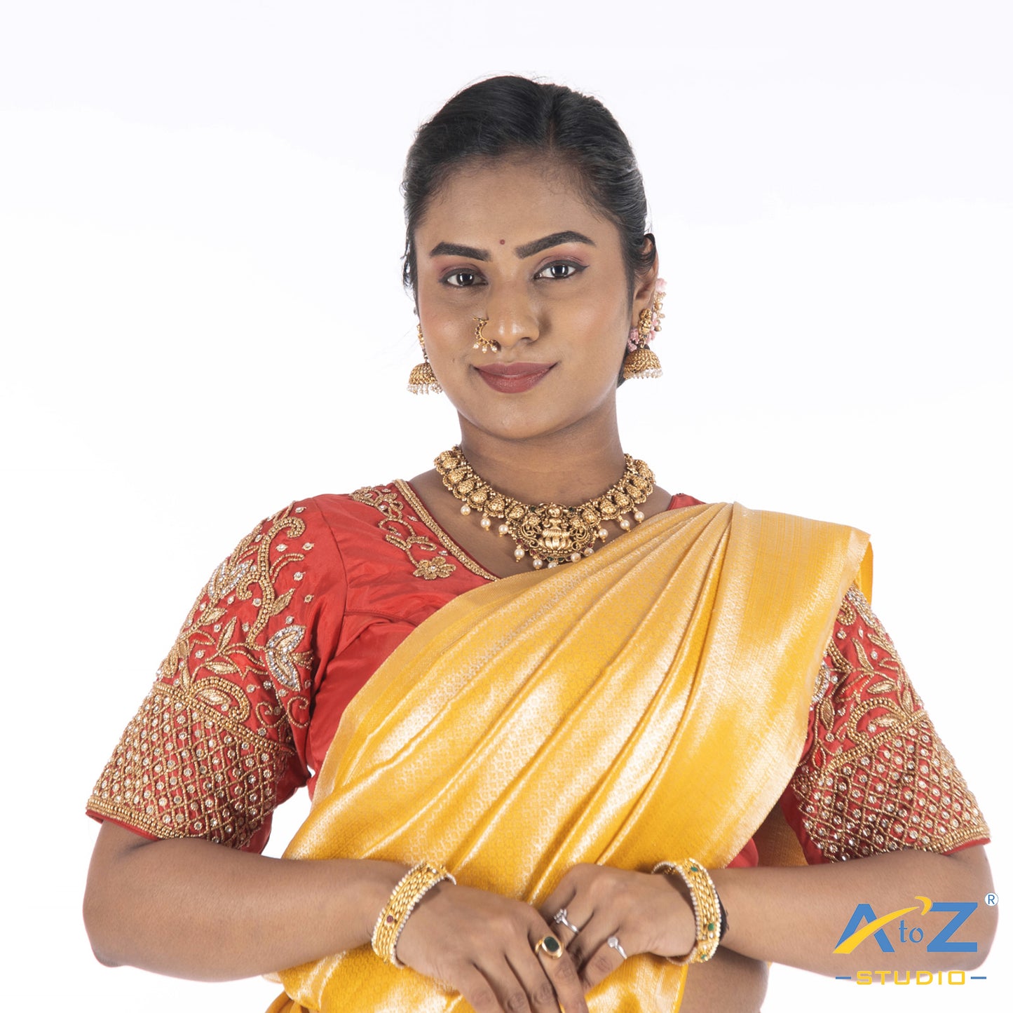 Magenta Pink Silk Cloth Blouse with kundan mix and leand and flower Design