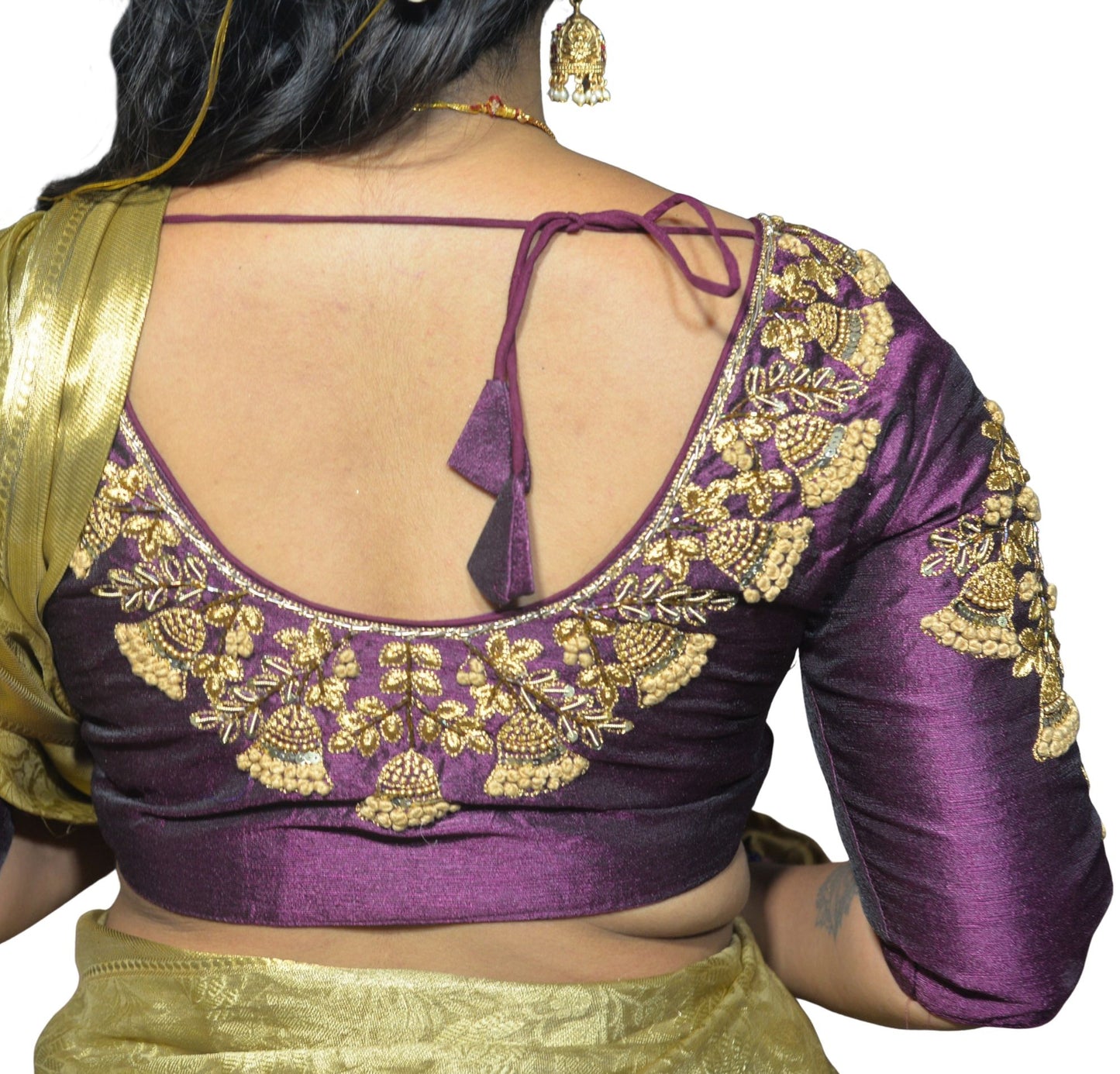 Elegant Wine Floral Embroidered Aari Blouse