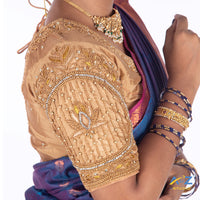 Dark Ivory Silk Cloth Blouse with Lotus in circle Design