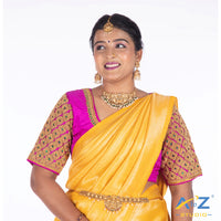 Bright pink Silk Cloth Blouse with Kite of chain Design